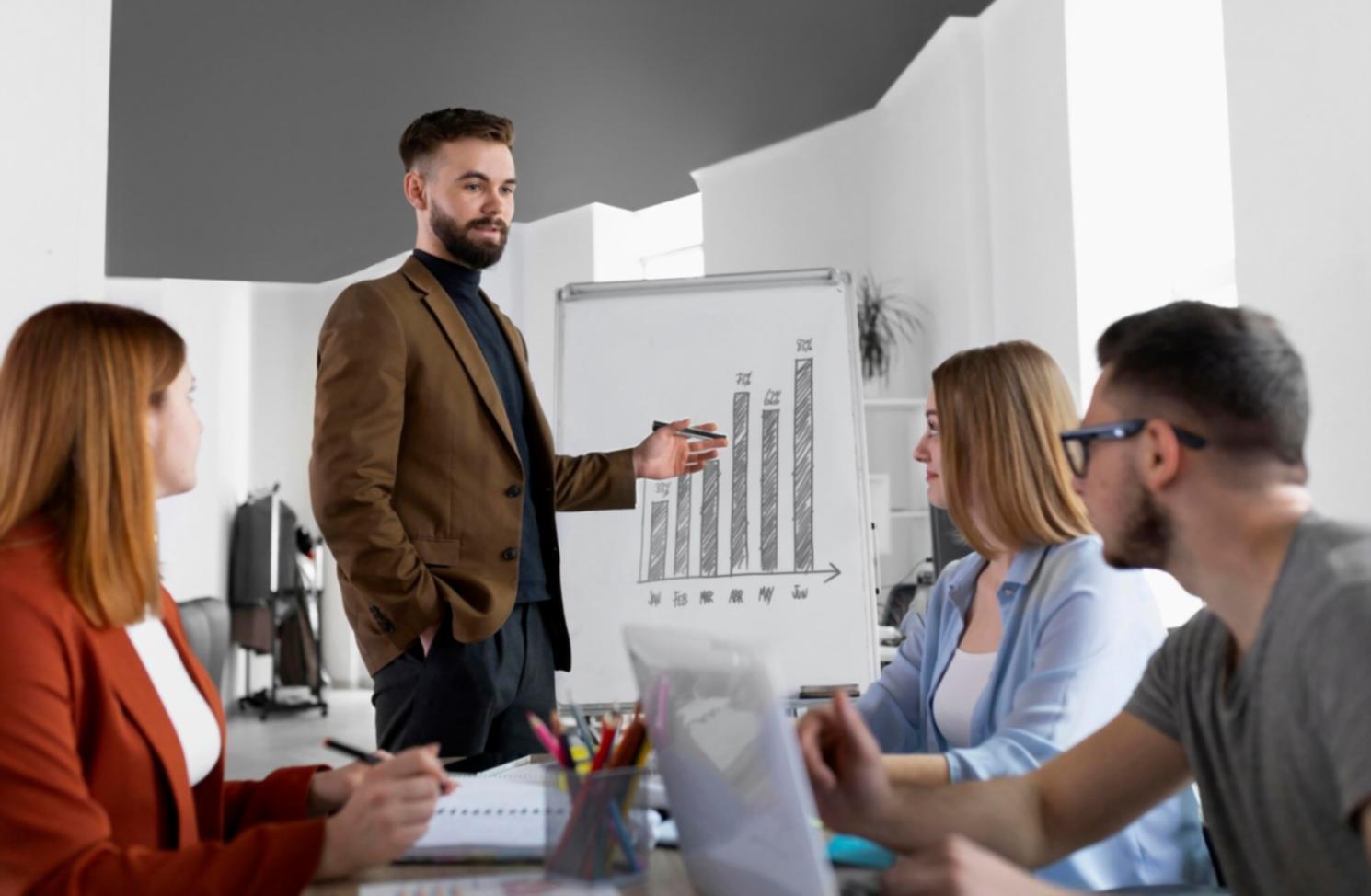 Équipe analysant des graphiques financiers
